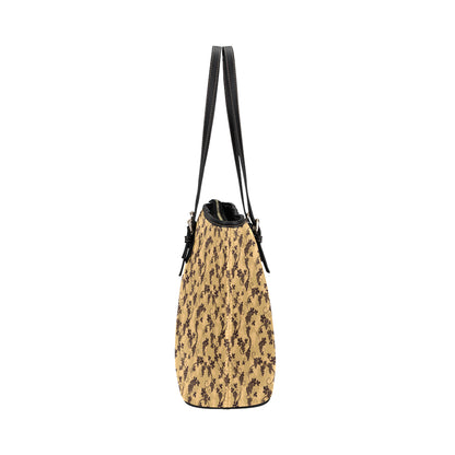 Wine Grape Design Print Leather Tote Bag
