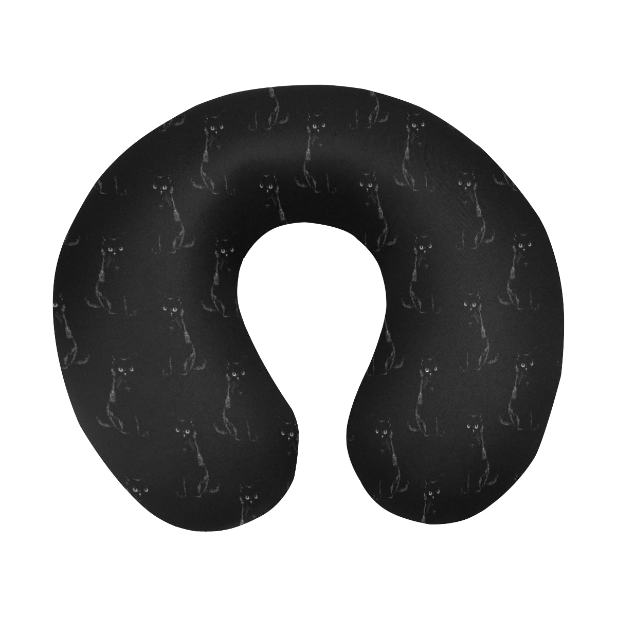 Black Cat Pattern Print Design 03 U-Shaped Travel Neck Pillow