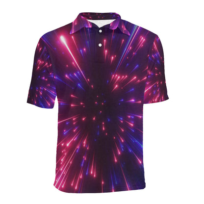 Celestial Purple Blue Neon Speed Light Men Polo Shirt