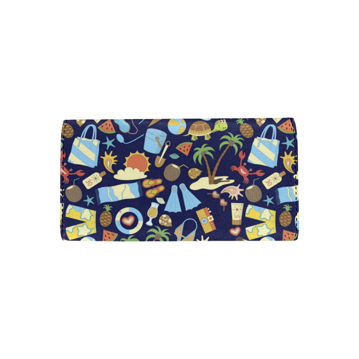 Beach Themed Pattern Print Design 04 Women's Trifold Wallet
