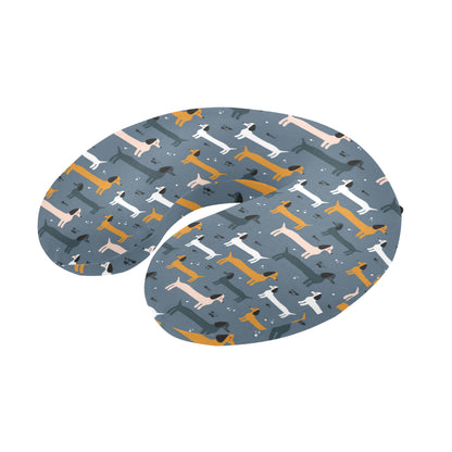 Dachshund Pattern Print Design 012 U-Shaped Travel Neck Pillow