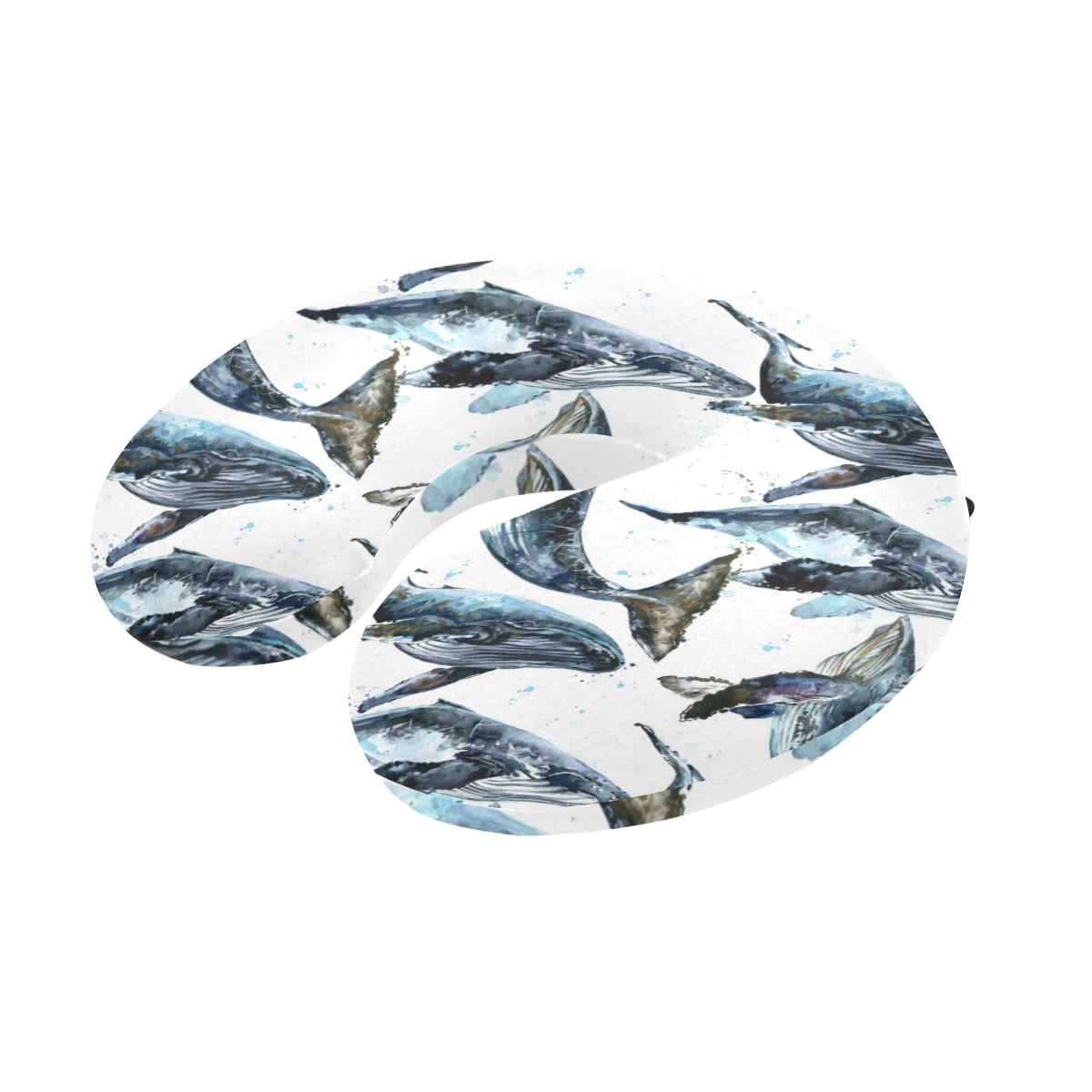 Blue Whale Pattern Print Design 03 U-Shaped Travel Neck Pillow