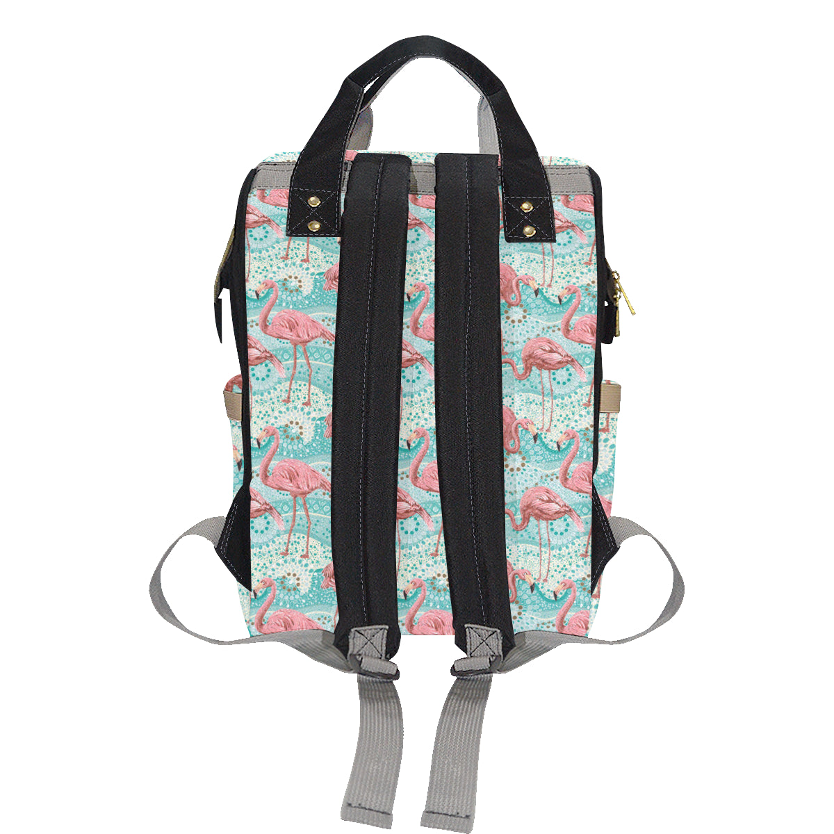 Flamingo Background Themed Print Diaper Bag Backpack