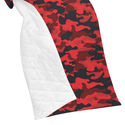 Camo Red Pattern Print Design 03 Premium Quilt