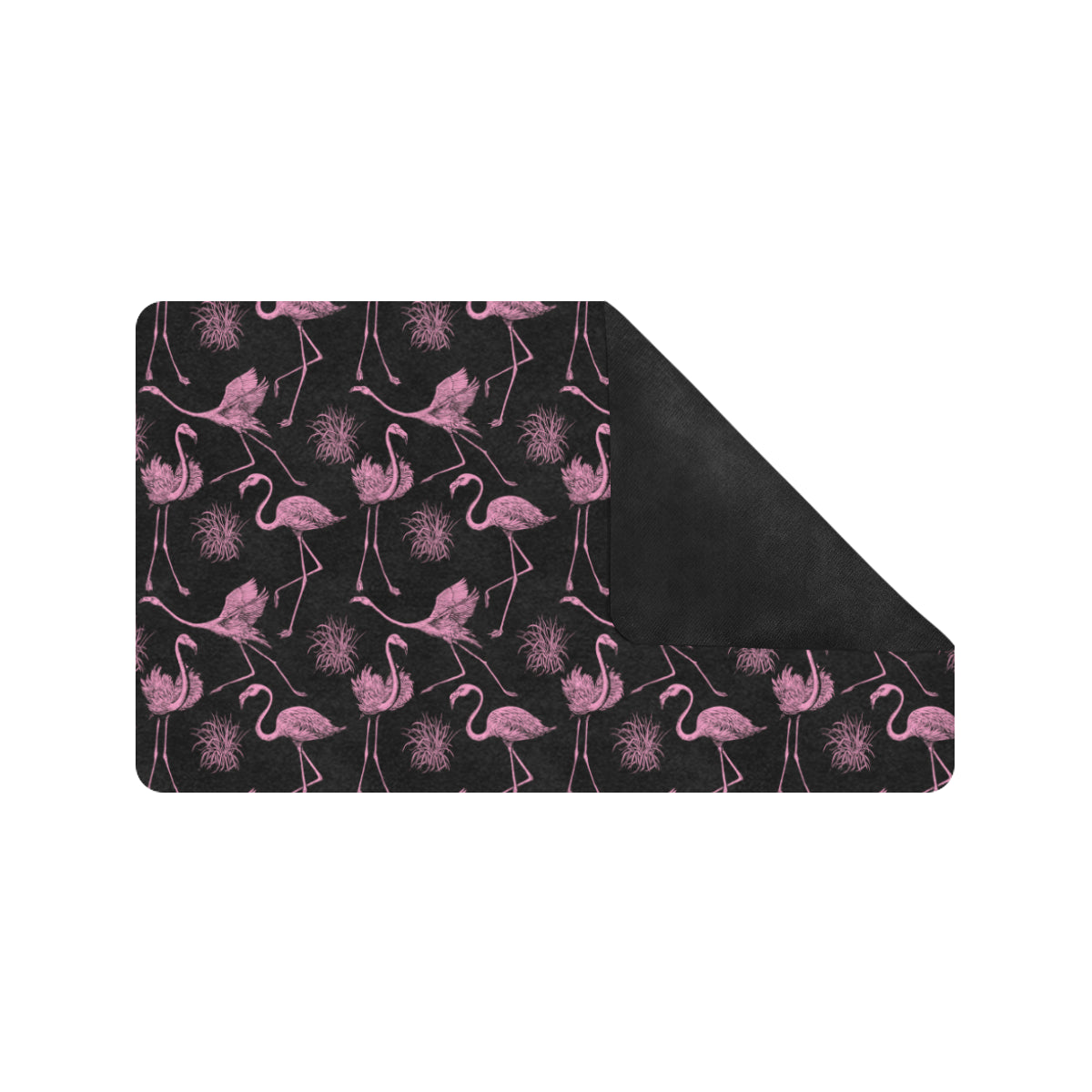 Flamingo Pink Print Pattern Rubber Doormat