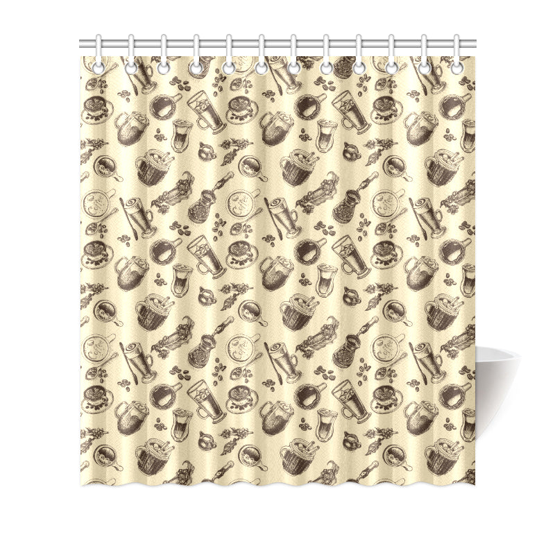 Coffee Pattern Print Design 05 Shower Curtain