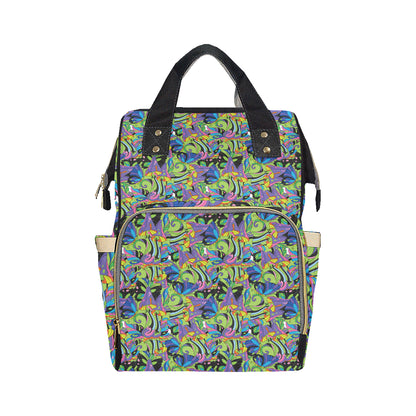 Psychedelic Trippy Mushroom Themed Diaper Bag Backpack