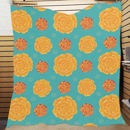 Marigold Pattern Print Design 02 Premium Quilt