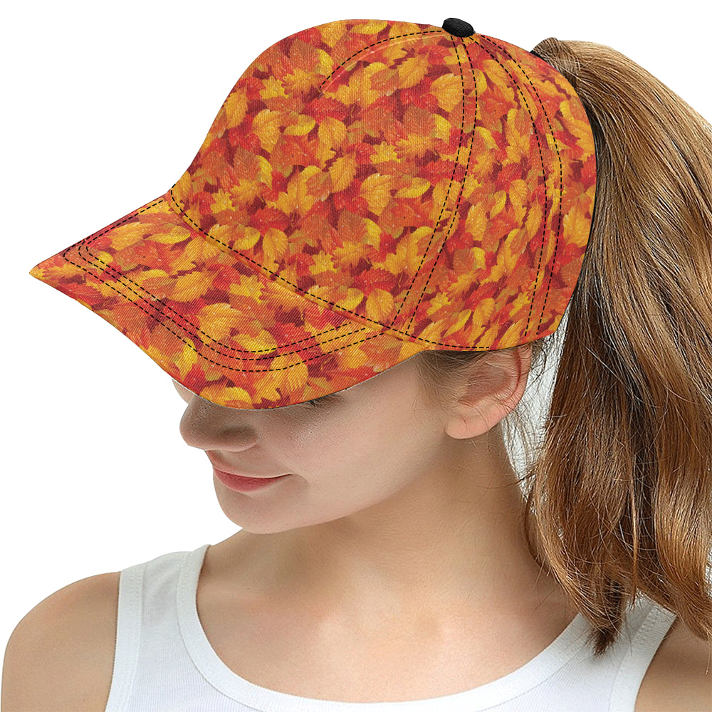 Elm Leave Autum Print Pattern Snapback Cap