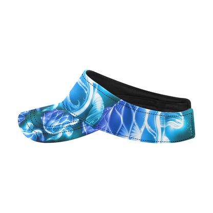 Blue Neon Sea Turtle Print Unisex Sun Visor