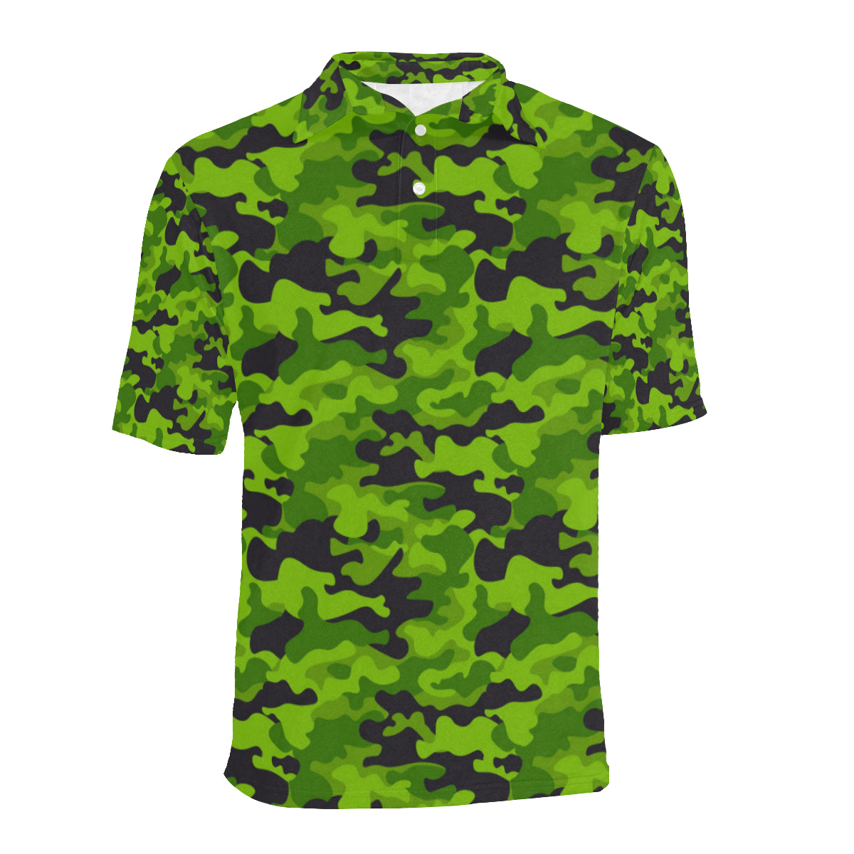 Green Kelly Camo Print Men Polo Shirt