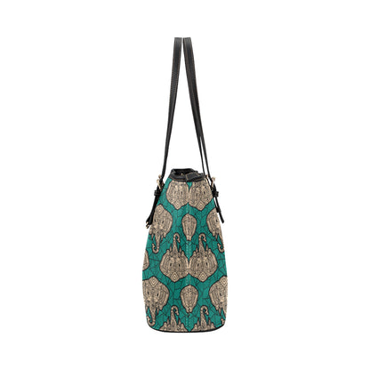 Boho Head Elephant Leather Tote Bag