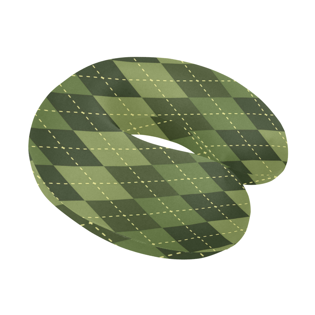 Argyle Green Pattern Print Design 01 U-Shaped Travel Neck Pillow