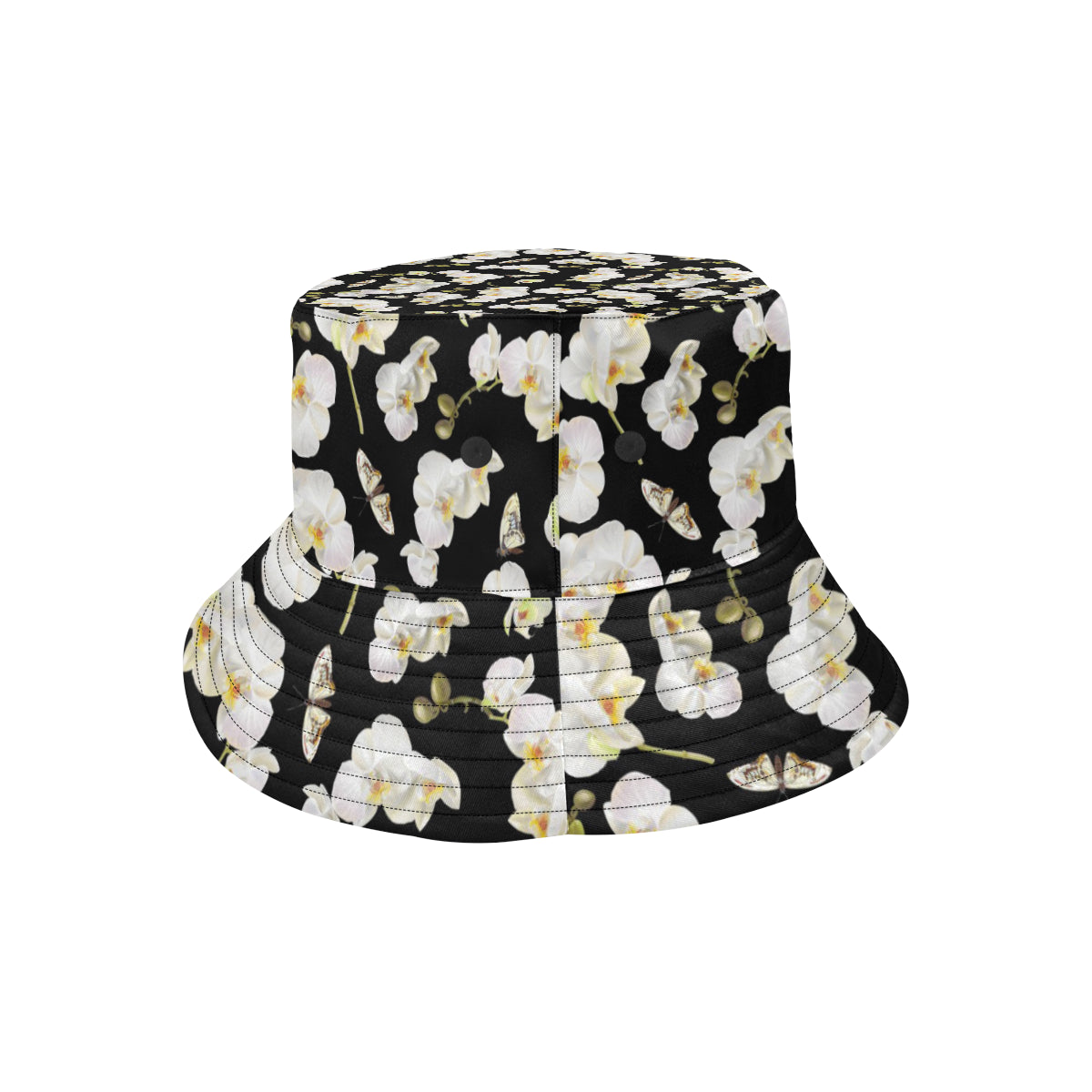 Orchid White Pattern Print Design OR011 Unisex Bucket Hat