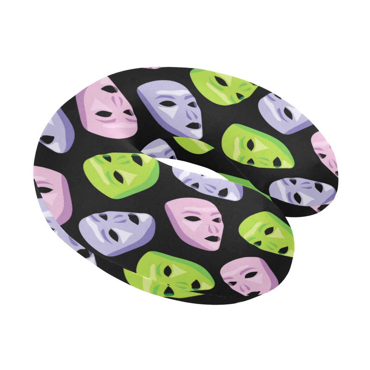 Acting Mask Pattern Print Design 04 U-Shaped Travel Neck Pillow