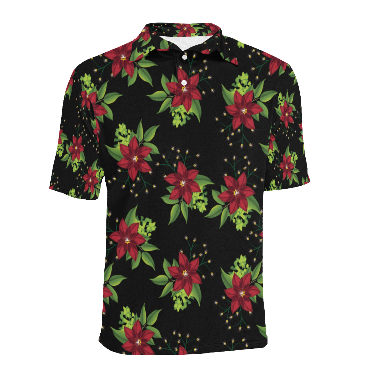 Poinsettia Pattern Print Design A01 Men Polo Shirt