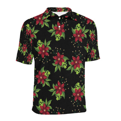 Poinsettia Pattern Print Design A01 Men Polo Shirt