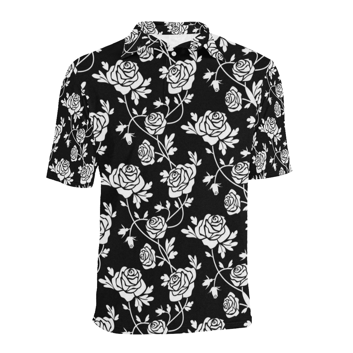 Rose Pattern Print Design RO013 Men Polo Shirt