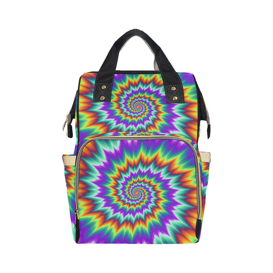 Optical illusion Pulsing fiery spirals Diaper Bag Backpack