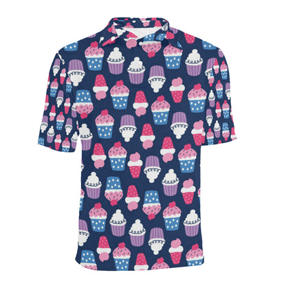Cupcake Pattern Print Design CP04 Men Polo Shirt