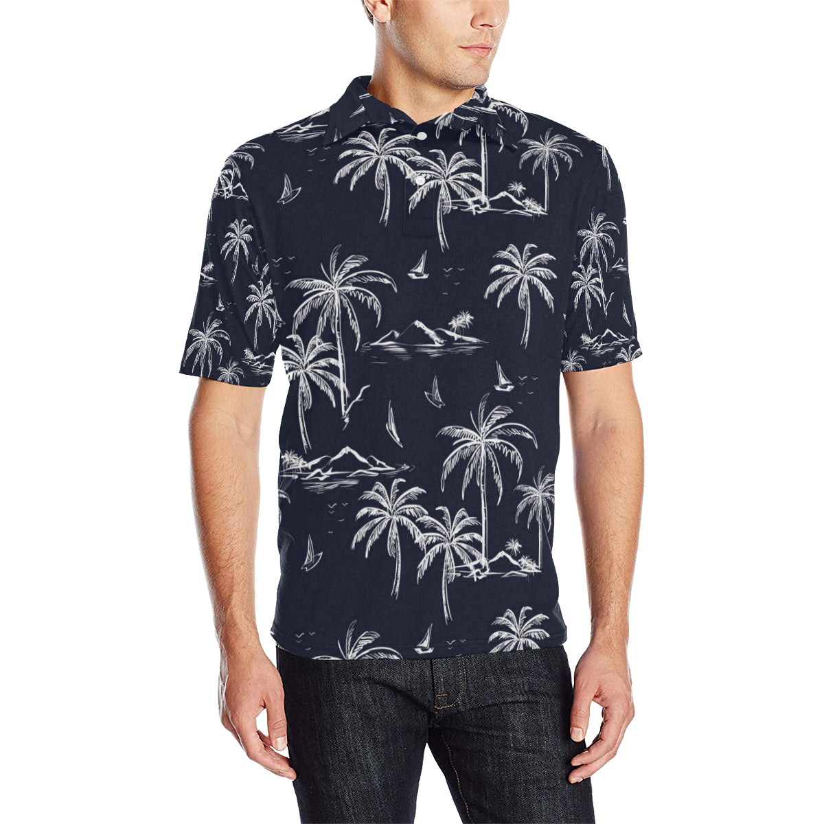 Pacific island Pattern Print Design A02 Men Polo Shirt