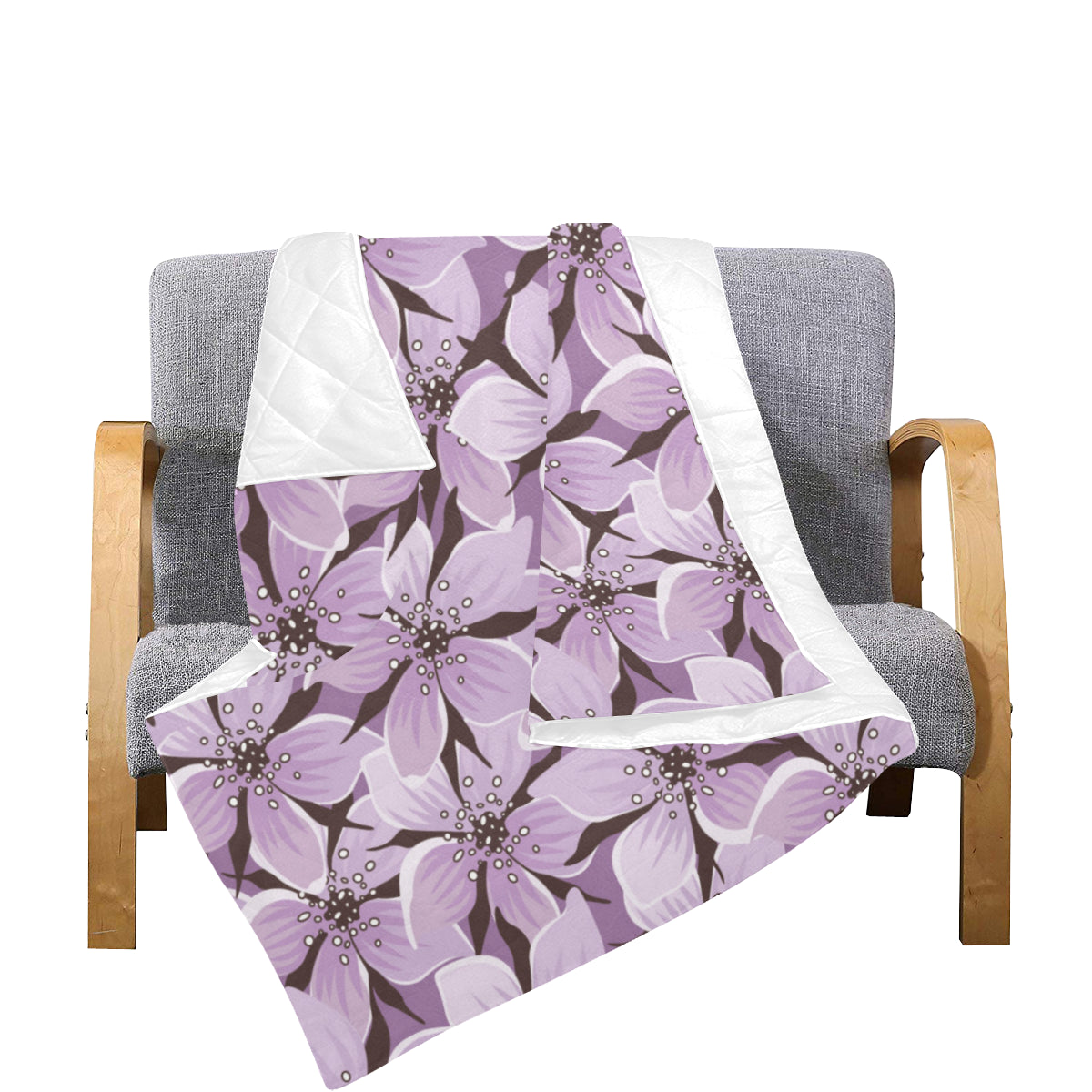 Lilac Pattern Print Design 01 Premium Quilt
