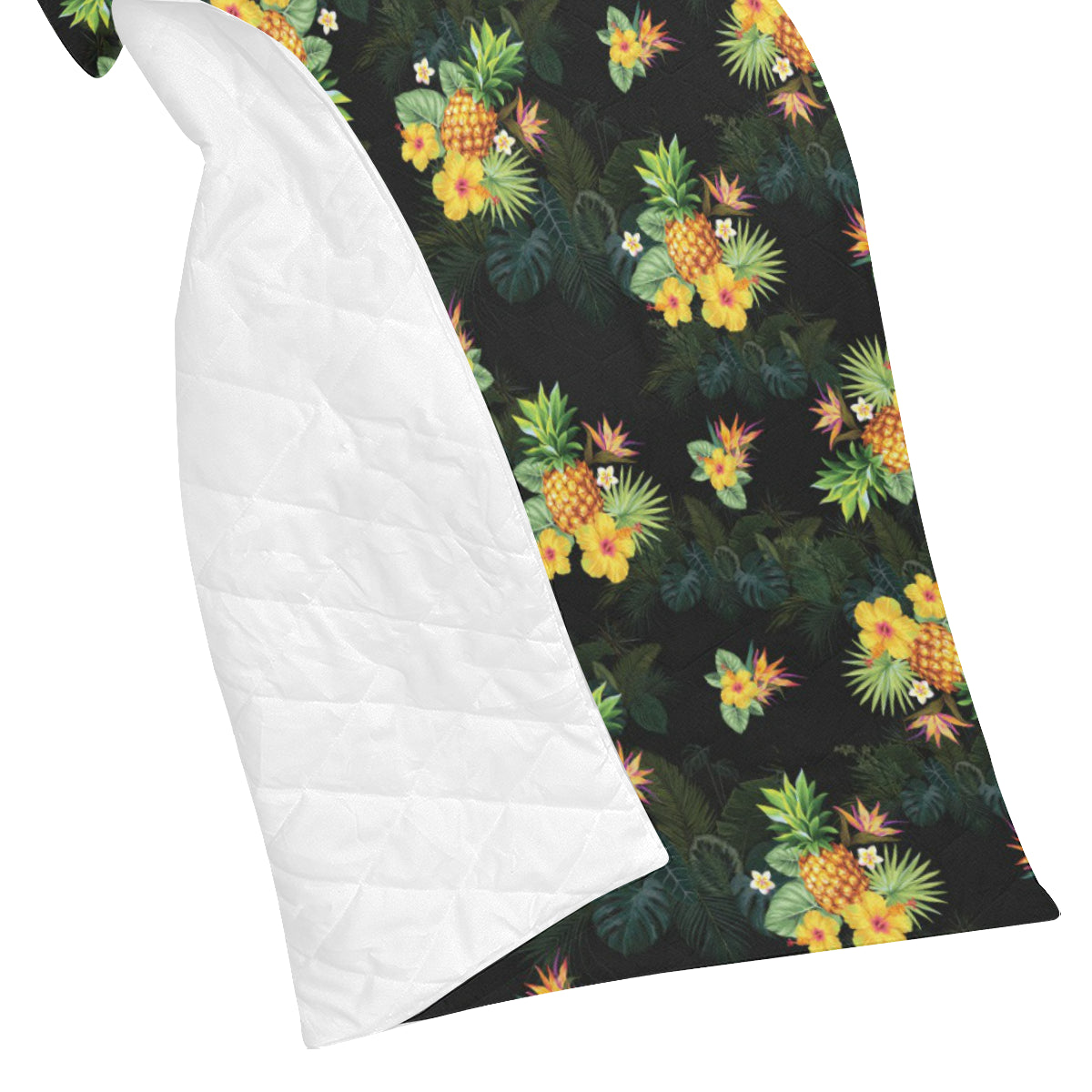 Pineapple Tropical Flower Print Pattern Premium Quilt