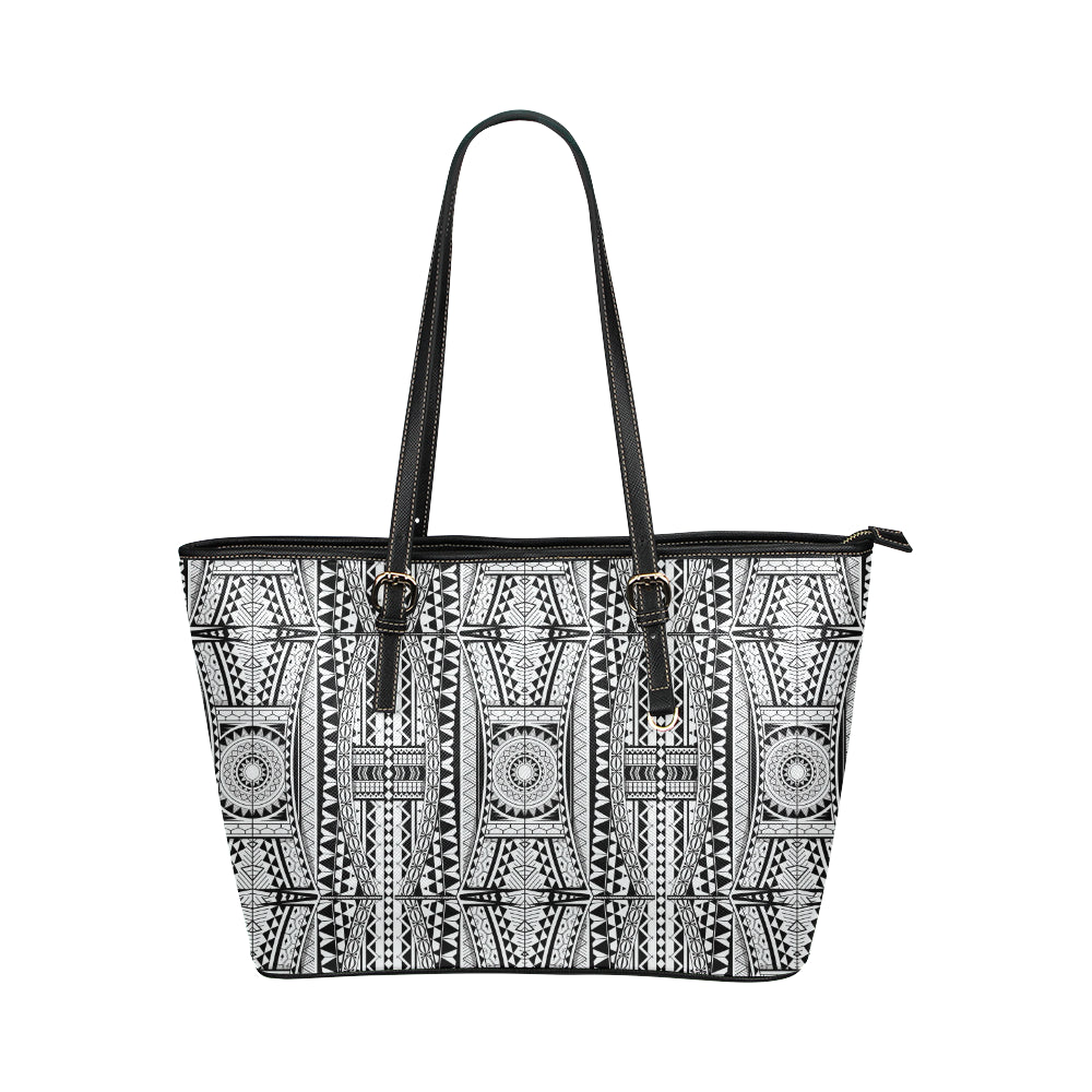 Polynesian Tattoo Design Leather Tote Bag