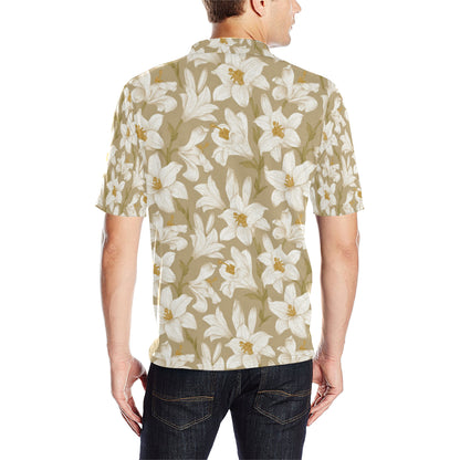 Lily Pattern Print Design LY07 Men Polo Shirt
