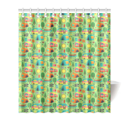Camping Camper Pattern Print Design 04 Shower Curtain