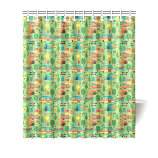 Camping Camper Pattern Print Design 04 Shower Curtain