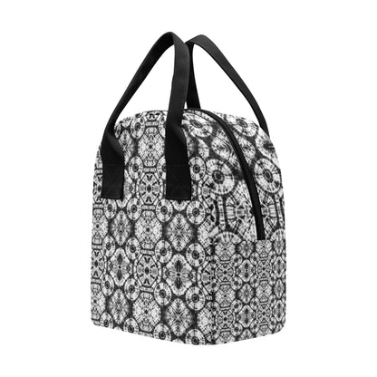 Tie Dye Black White Design Print Insulated Lunch Bag