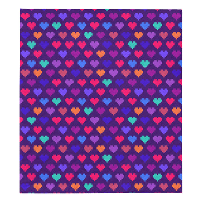 Heart Pixel Pattern Print Design HE03 Premium Quilt