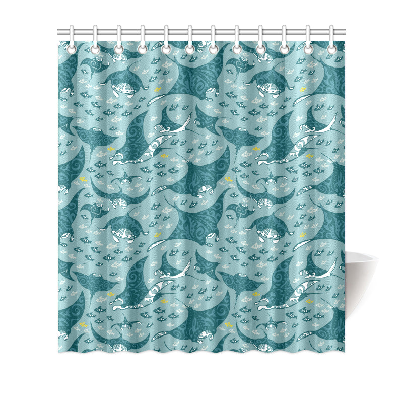 Manta Ray Tribal Pattern Print Design 03 Shower Curtain