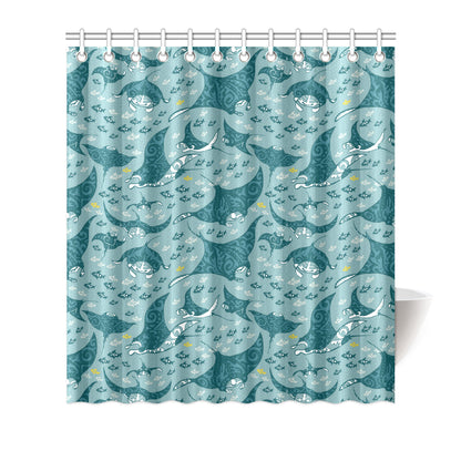Manta Ray Tribal Pattern Print Design 03 Shower Curtain