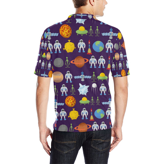 Alien Astronaut Planet Men Polo Shirt