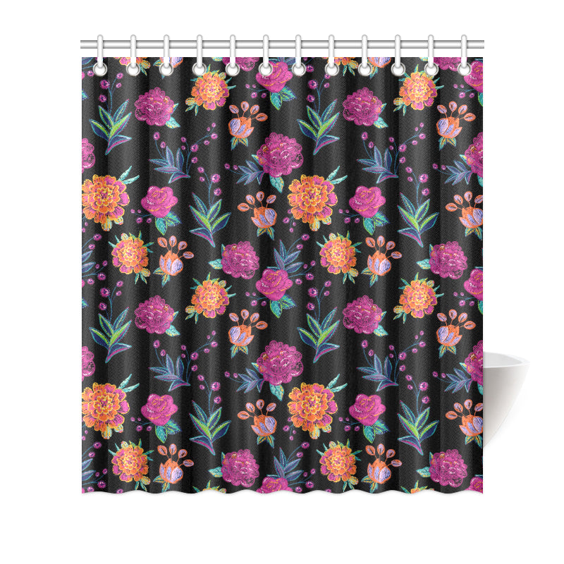 Marigold Pattern Print Design MR02 Shower Curtain