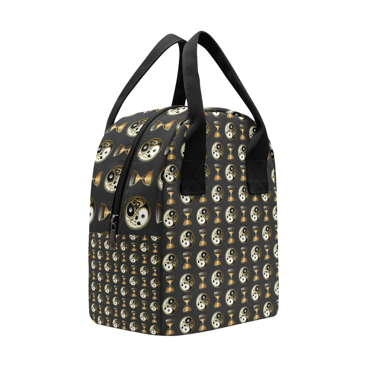 Yin Yang Skull Themed Design Print Insulated Lunch Bag