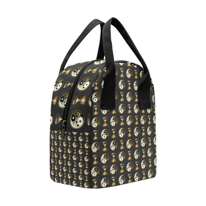 Yin Yang Skull Themed Design Print Insulated Lunch Bag