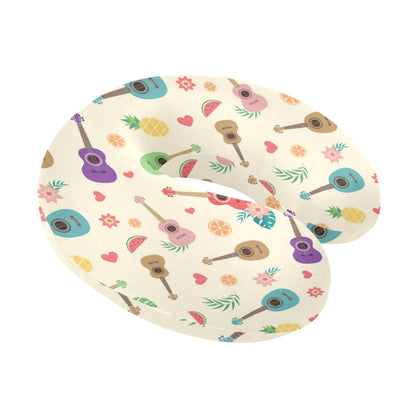 Ukulele Pattern Print Design 01 U-Shaped Travel Neck Pillow