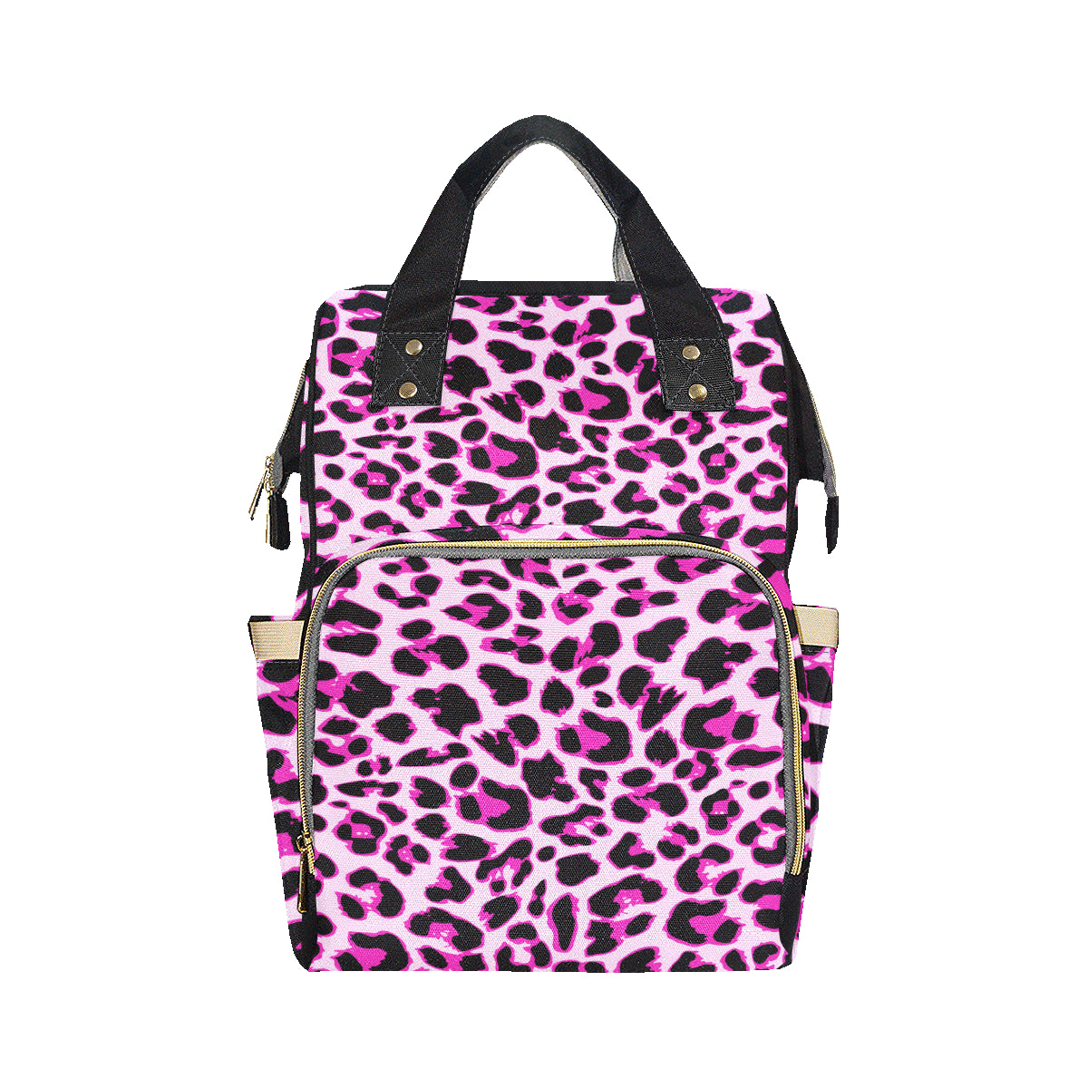 Pink Leopard Print Diaper Bag Backpack