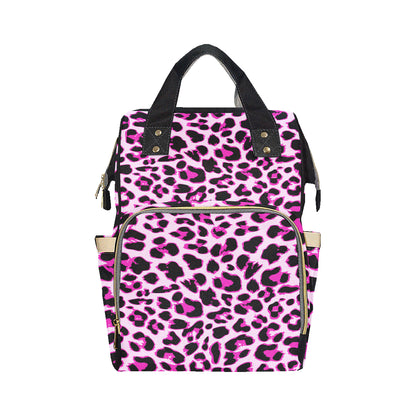 Pink Leopard Print Diaper Bag Backpack