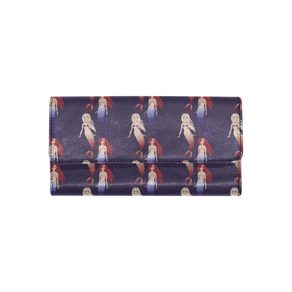 Mermaid Pattern Print Design 02 Women's Trifold Wallet