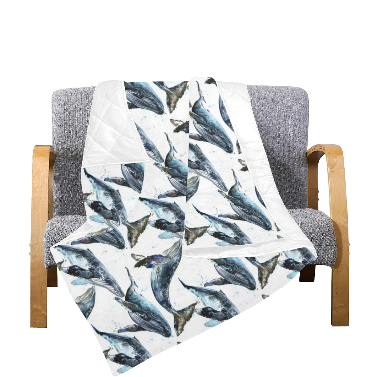 Blue Whale Pattern Print Design 03 Premium Quilt