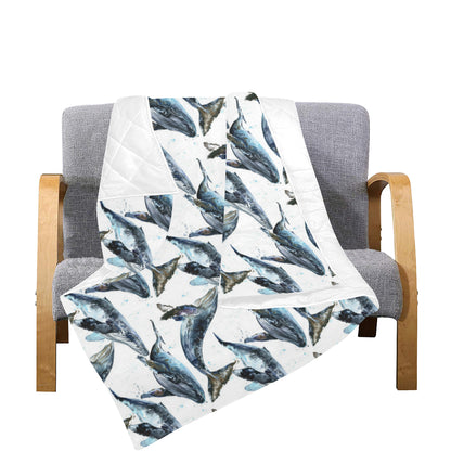 Blue Whale Pattern Print Design 03 Premium Quilt