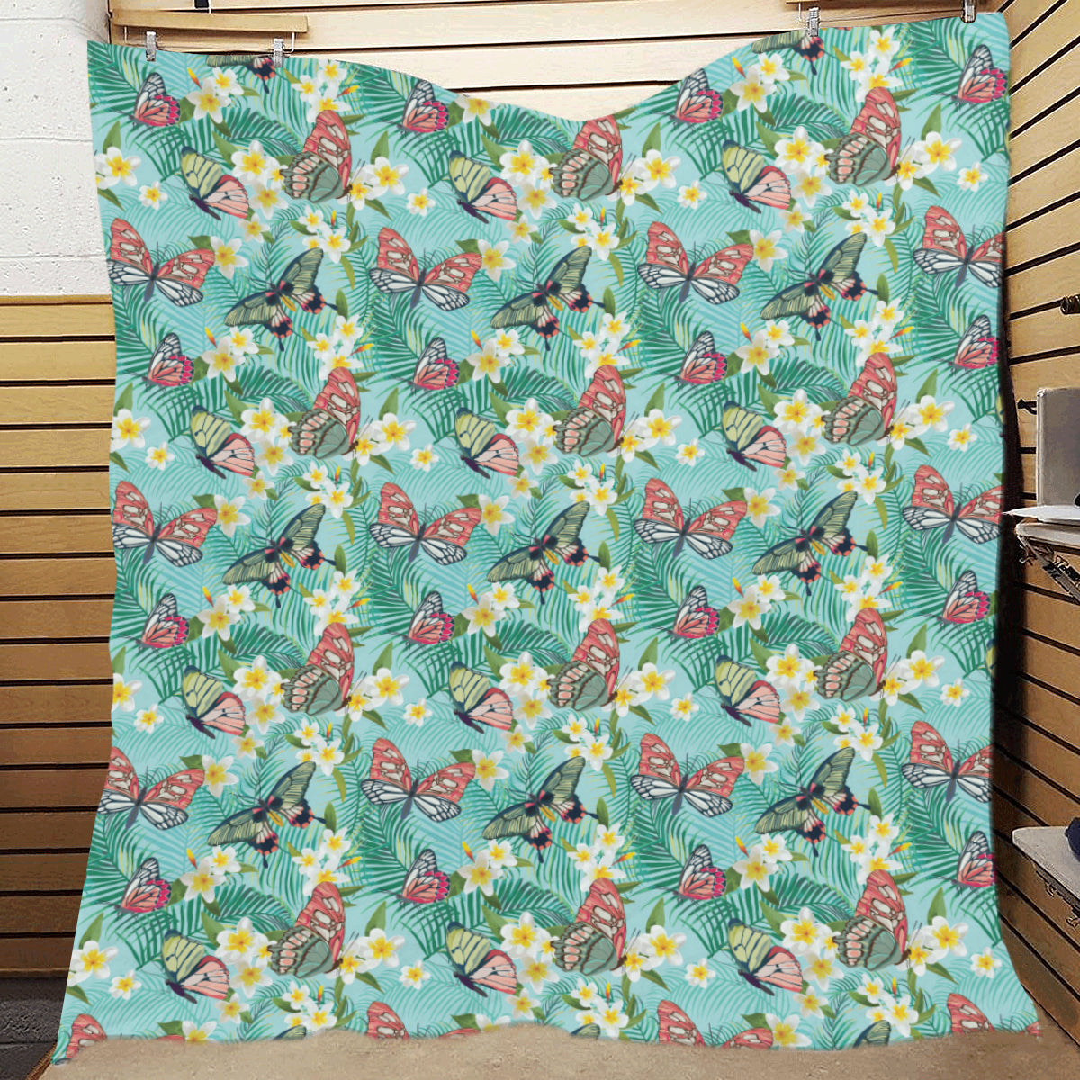 Butterfly Pattern Print Design 09 Premium Quilt