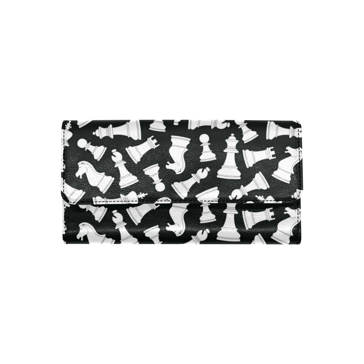Chess Pattern Print Design 01 Women's Trifold Wallet
