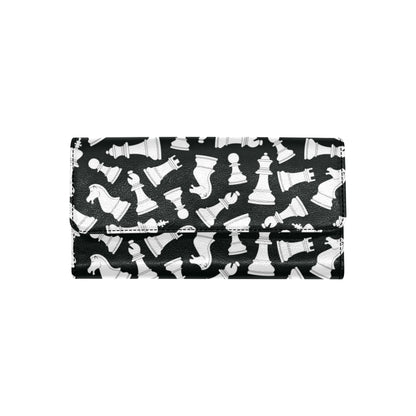 Chess Pattern Print Design 01 Women's Trifold Wallet