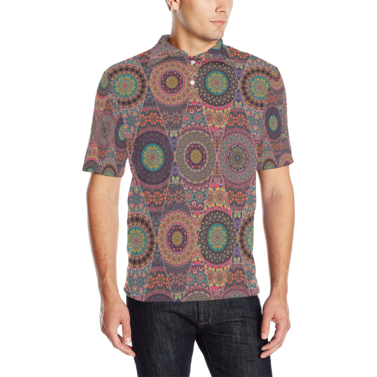 Bohemian Pattern Print Design 07 Men Polo Shirt
