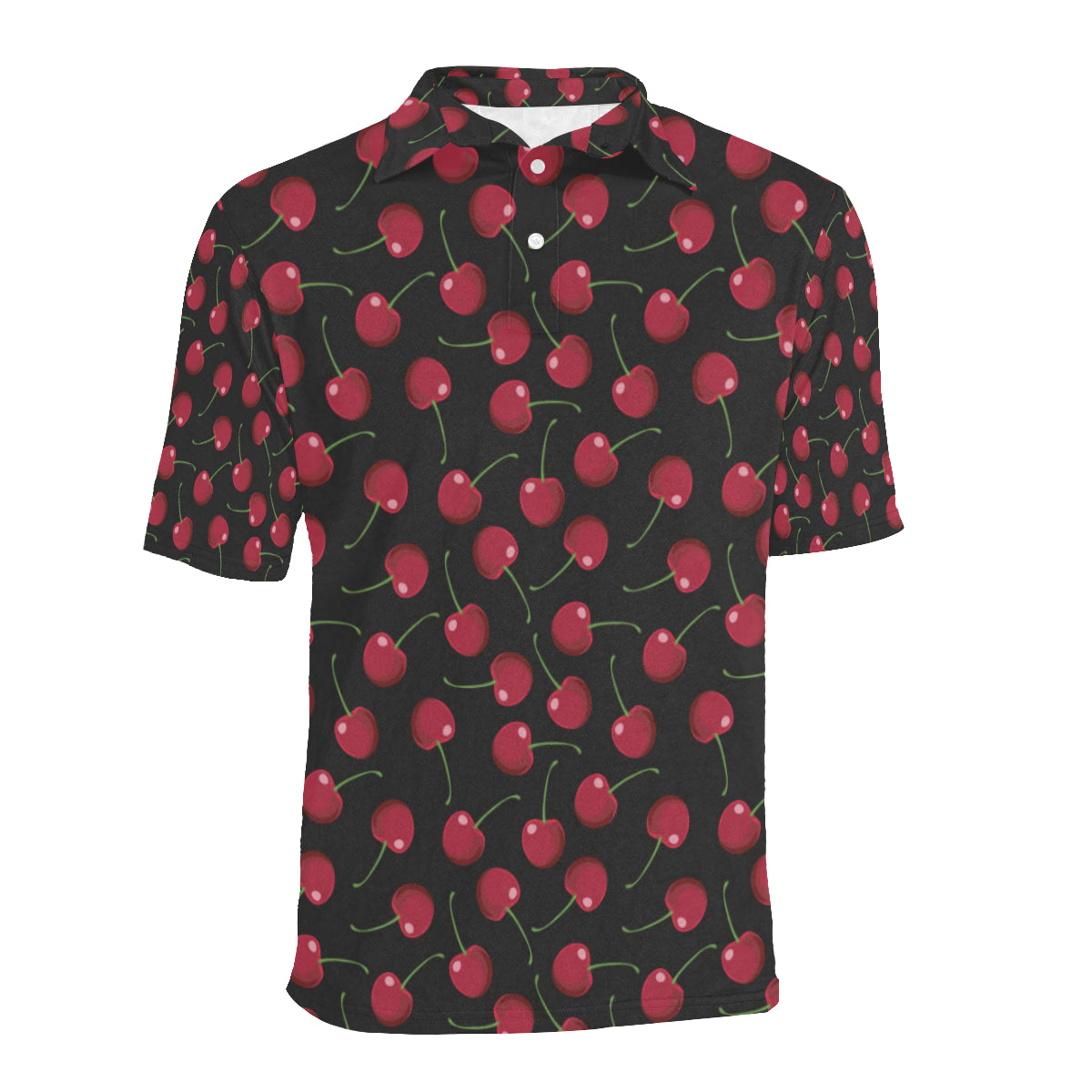 Cherry Black Background Men Polo Shirt
